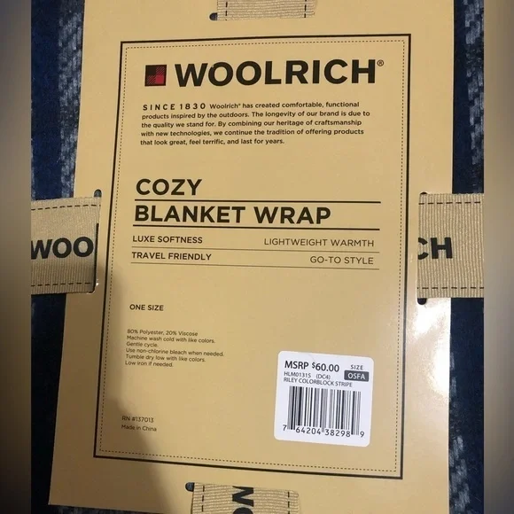Woolrich cozy blanket wrap soft travel NWT - Picture 5 of 5
